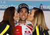 Michael Matthews of Australia (Team Orica Green Edge) in red jersey as the best rider in points classification at the flower ceremony at the last stage of the Tour de Slovenie 2014. The fourth stage of the Tour de Slovenie from Skofja Loka to Novo mesto was 153 km long and it was held on Sunday, 22nd of June, 2014 in Slovenija.
