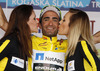 Winner of Tour de Slovenie 2014 in yellow jersey Tiago Machado of Portugal (Team Netap Endura) at the flower ceremony at the last stage of the Tour de Slovenie 2014. The fourth stage of the Tour de Slovenie from Skofja Loka to Novo mesto was 153 km long and it was held on Sunday, 22nd of June, 2014 in Slovenija.
