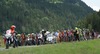 The peleton stopped by the jury after a crash during the Tour of Austria, 5th Stage, from Drobollach to Matrei in Osttirol, Matrei, Austria on 2015/07/09.
