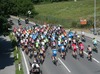 The peleton at the start in Innsbruck during the Tour of Austria, 8th Stage, from Innsbruck to Bregenz, Austria on 2015/07/12.

