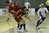 Players during women floorball match between Slovenia and Spain. Qualifications women floorball match for World Championships between Slovenia and Spain was played on Friday, 6th of February 2009, in Idrija, Slovenia. Match ended with 4:4.
