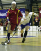 Players during women floorball match between Slovenia and Spain. Qualifications women floorball match for World Championships between Slovenia and Spain was played on Friday, 6th of February 2009, in Idrija, Slovenia. Match ended with 4:4.

