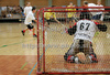 Players of Kings Praha, Czech and Tikkuralen Tiikerit, Finland during quarter finals match of Floorball SLO Open 2009. Match between Kings Praha and Tikkuralen Tiikerit ended with victory of Kings Praha, who defeated Tikkuralen Tiikerit 4-0. Match was played in Ljubljana, Slovenia, on 22nd of August 2009.
