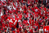 Switzerland supporters wave their flags before the Euro 2008 Group A soccer match between Switzerland and Czech Republic at the St. Jakob Park (Joggeli) stadium in Basel, Switzerland, Saturday June 7, 2008.
