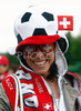 Switzerlands supporter looks on before the Euro 2008 Group A soccer match between Switzerland and Czech Republic at the St. Jakob Park (Joggeli) stadium in Basel, Switzerland, Saturday June 7, 2008.
