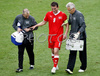 Switzerlands forward Alexander Frei leaves the pitch after a injury during the Euro 2008 Group A soccer match between Switzerland and Czech Republic at the St. Jakob Park (Joggeli) stadium in Basel, Switzerland, Saturday June 7, 2008.
