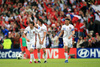 From left Czech Republics midfielder Tomas Galasek, defender Zdenek Grygera and defender Tomas Ujfalusi celebrate after scoring against Switzerland during the Euro 2008 Group A soccer match between Switzerland and Czech Republic at the St. Jakob Park (Joggeli) stadium in Basel, Switzerland, Saturday June 7, 2008.
