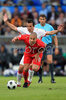 060721531 - Switzerlands midfielder Goekhan Inler, front, fights for the ball with Czech Republics midfielder Tomas Galasek during the Euro 2008 Group A soccer match between Switzerland and Czech Republic at the St. Jakob Park (Joggeli) stadium in Basel, Switzerland, Saturday June 7, 2008.
