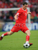 Switzerlands defender Stephan Lichtsteiner kicks the ball during the Euro 2008 Group A soccer match between Switzerland and Czech Republic at the St. Jakob Park (Joggeli) stadium in Basel, Switzerland, Saturday June 7, 2008. <br> 
