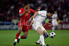 Turkeys defender Servet Cetin, right, fights for the ball with Portugals forward Nani during the Euro 2008 Group A soccer match between Portugal and Turkey at the Stade de Geneve stadium in Geneva, Switzerland, Saturday June 7, 2008.
