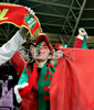 Portugals supporter celebrates after winning against Turkey at the Euro 2008 Group A soccer match between Portugal and Turkey at the Stade de Geneve stadium in Geneva, Switzerland, Saturday June 7, 2008.
