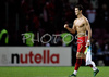Portugals forward Cristiano Ronaldo reacts after winning against Turkey at the Euro 2008 Group A soccer match between Portugal and Turkey at the Stade de Geneve stadium in Geneva, Switzerland, Saturday June 7, 2008. <br> 
