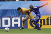 Romanias defender Mirel Radoi fights for the ball with Frances midfielder Claude Makelele during the Euro 2008 Group C soccer match between Romania and France at the Letzigrund stadium in Zurich, Switzerland, Monday June 9, 2008.
