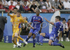 Romanias midfielder Razvan Cocis, left, fights for the ball with Frances midfielder Jeremy Toulalan during the Euro 2008 Group C soccer match between Romania and France at the Letzigrund stadium in Zurich, Switzerland, Monday June 9, 2008.

