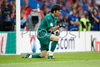 Italys goalkeeper Gianluigi Buffon gestures during the Euro 2008 Group C soccer match between Netherlands and Italy at the Stade de Suisse stadium in Berne, Switzerland, Monday June 9, 2008.
