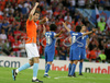 Netherlands forward Ruud van Nistelrooy celebrates after scoring gainst Italy during the Euro 2008 Group C soccer match between Netherlands and Italy at the Stade de Suisse stadium in Berne, Switzerland, Monday June 9, 2008.
