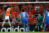 Netherlands defender Giovanni van Bronckhorst scores against Italy during the Euro 2008 Group C soccer match between Netherlands and Italy at the Stade de Suisse stadium in Berne, Switzerland, Monday June 9, 2008.

