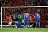 Netherlands defender Giovanni van Bronckhorst celebrates after scoring against Italy during the Euro 2008 Group C soccer match between Netherlands and Italy at the Stade de Suisse stadium in Berne, Switzerland, Monday June 9, 2008.
