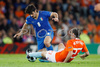 Italys midfielder Gennaro Gattuso, left, fights for the ball with Netherlands midfielder Rafael van der Vaart during the Euro 2008 Group C soccer match between Netherlands and Italy at the Stade de Suisse stadium in Berne, Switzerland, Monday June 9, 2008.

