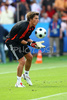 Frances goalkeeper Gregory Coupet warms up prior to the Euro 2008 Group C soccer match between Romania and France at the Letzigrund stadium in Zurich, Switzerland, Monday June 9, 2008.
