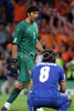 Italys goalkeeper Gianluigi Buffon, left, looks to midfielder Gennaro Gattuso after Italy has been defeated by Netherlands at the Euro 2008 Group C soccer match between Netherlands and Italy at the Stade de Suisse stadium in Berne, Switzerland, Monday June 9, 2008.
