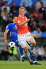 Netherlands forward Dirk Kuyt, front, is tackled by Italys defender Gianluca Zambrotta during the Euro 2008 Group C soccer match between Netherlands and Italy at the Stade de Suisse stadium in Berne, Switzerland, Monday June 9, 2008.
