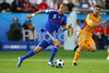 Frances forward Karim Benzema, left, controls the ball while Romanias defender Mirel Radoi looks on during the Euro 2008 Group C soccer match between Romania and France at the Letzigrund stadium in Zurich, Switzerland, Monday June 9, 2008.
