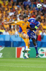Romanias forward Daniel Niculae, left, fights for the ball with Frances defender Lilian Thuram during the Euro 2008 Group C soccer match between Romania and France at the Letzigrund stadium in Zurich, Switzerland, Monday June 9, 2008.
