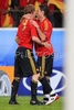 Spains team celebrates after scoring against Russia during the Euro 2008 Group D soccer match between Spain and Russia at the Tivoli Neu stadium in Innsbruck, Austria, Tuesday June 10, 2008.
