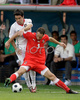 Portugals midfielder Deco, left, fights for the ball with Czech Republics midfielder Jan Polak during the Euro 2008 Group A soccer match between Czech Republic and Portugal at the Stade de Geneve stadium in Geneva, Switzerland, Wednesday June 11, 2008.
