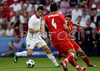 Portugals forward Cristiano Ronaldo controls the ball during the Euro 2008 Group A soccer match between Czech Republic and Portugal at the Stade de Geneve stadium in Geneva, Switzerland, Wednesday June 11, 2008.
