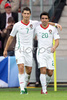 Portugals forward Cristiano Ronaldo, left, embraces Portugals midfielder Deco after scoring against Czech Republic during the Euro 2008 Group A soccer match between Czech Republic and Portugal at the Stade de Geneve stadium in Geneva, Switzerland, Wednesday June 11, 2008.
