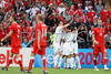 Portugals team celebrates after scoring against Czech Republic during the Euro 2008 Group A soccer match between Czech Republic and Portugal at the Stade de Geneve stadium in Geneva, Switzerland, Wednesday June 11, 2008.
