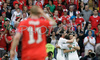 Portugals team celebrates after winning against Czech Republic during the Euro 2008 Group A soccer match between Czech Republic and Portugal at the Stade de Geneve stadium in Geneva, Switzerland, Wednesday June 11, 2008.
