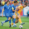 Italys forward Alessandro Del Piero, left, fights for the ball with Romanias defender Gabriel Tamas during the Euro 2008 Group C soccer match between Italy and Romania at the Letzigrund stadium in Zurich, Switzerland, Friday June 13, 2008.
