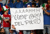 Italian fans hold a sign before the Euro 2008 Group C soccer match between Italy and Romania at the Letzigrund stadium in Zurich, Switzerland, Friday June 13, 2008.
