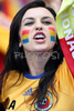 A Romanian fan cheers before the Euro 2008 Group C soccer match between Italy and Romania at the Letzigrund stadium in Zurich, Switzerland, Friday June 13, 2008.
