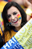 A Romanian fan cheers before the Euro 2008 Group C soccer match between Italy and Romania at the Letzigrund stadium in Zurich, Switzerland, Friday June 13, 2008.
