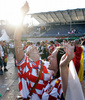 Crotian fans cheer at a fan zone in Zurich after the Euro 2008 Group B soccer match between Croatia and Germany, Switzerland, Thursday June 12, 2008.
