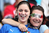 Italian fans smile before the Euro 2008 Group C soccer match between Italy and Romania at the Letzigrund stadium in Zurich, Switzerland, Friday June 13, 2008.
