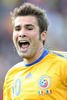 Romanias forward Adrian Mutu reacts after scoring against Italy during the Euro 2008 Group C soccer match between Italy and Romania at the Letzigrund stadium in Zurich, Switzerland, Friday June 13, 2008.
