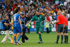 Italys goalkeeper Gianluigi Buffon, center, reacts after the Euro 2008 Group C soccer match between Italy and Romania at the Letzigrund stadium in Zurich, Switzerland, Friday June 13, 2008.
