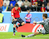 David Villa of Spain scores during the Euro 2008 Group D soccer match between Sweden and Spain at the Stadion Tivoli Neu in Innsbruck, Austria, Saturday June 14, 2008
