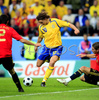 Zlatan Ibrahimovic of Sweden scores during the Euro 2008 Group D soccer match between Sweden and Spain at the Stadion Tivoli Neu in Innsbruck, Austria, Saturday June 14, 2008
