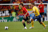 Spains forward David Silva, left, and Swedens midfielder Anders Svensson fight for the ball during the Euro 2008 Group D soccer match between Sweden and Spain at the Tivoli Neu stadium in Innsbruck, Austria, Saturday June 14, 2008.
