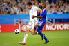 Italys Luca Toni and Frances Eric Abidal during the Euro 2008 Group C soccer match between France and Italy at the Letzigrund stadium in Zurich, Switzerland, Tuesday, June 17, 2008.
