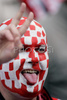 A Croatian fan waits before the Euro 2008 Group B soccer match between Poland and Croatia at the Woerthersee stadium in Klagenfurt, Austria, Monday June 16, 2008.
