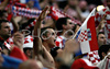 A Croatian fan waits before the Euro 2008 Group B soccer match between Poland and Croatia at the Woerthersee stadium in Klagenfurt, Austria, Monday June 16, 2008.
