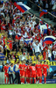 Russian team celebrating victory in the Euro 2008 Group D soccer match between Russia and Sweden at the Stadion Tivoli Neu in Innsbruck, Austria, Saturday June 18, 2008.
