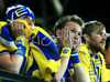 Sweden fans after the Euro 2008 Group D soccer match between Russia and Sweden at the Stadion Tivoli Neu in Innsbruck, Austria, Saturday June 18, 2008.
